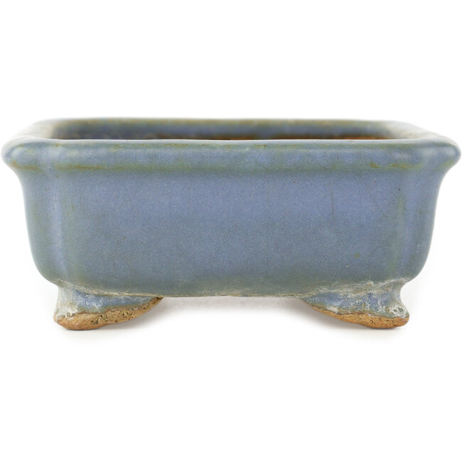 Rectangular blue bonsai pot by Hattori - 147 x 113 x 47 mm