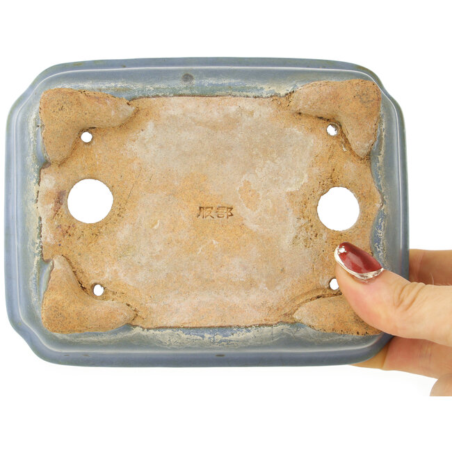 Pot à bonsaï rectangulaire bleu par Hattori - 147 x 113 x 47 mm