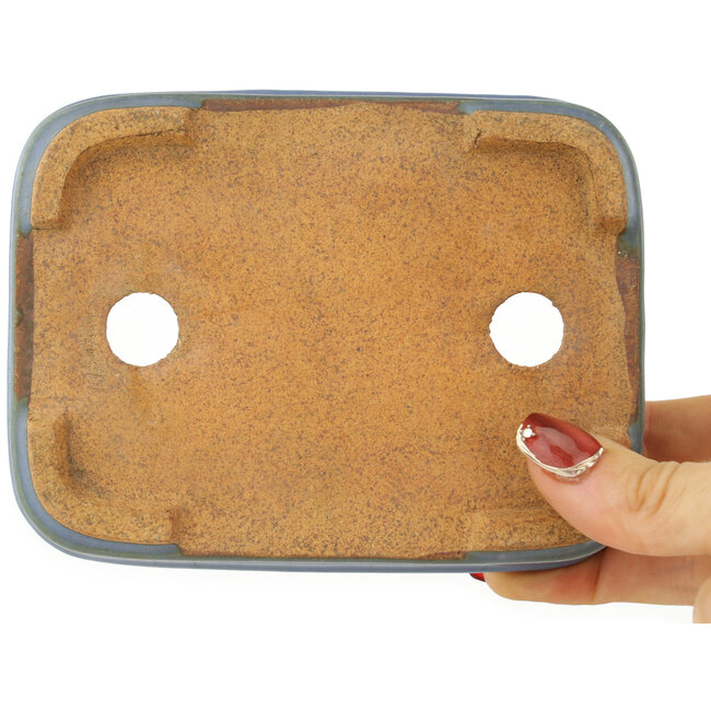 Vaso bonsai rettangolare blu di Hattori - 135 x 102 x 33 mm