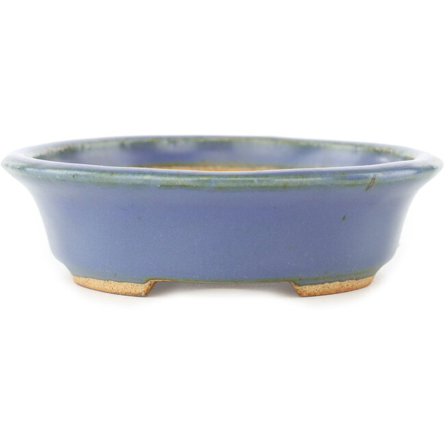 Ovale blauwe bonsai pot van Hattori - 165 x 132 x 38 mm