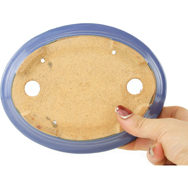 Vaso bonsai ovale blu di Hattori - 165 x 132 x 38 mm