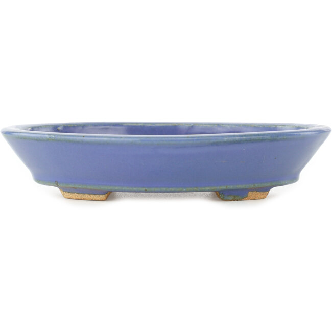 Ovale blauwe bonsai pot van Hattori - 167 x 130 x 35 mm