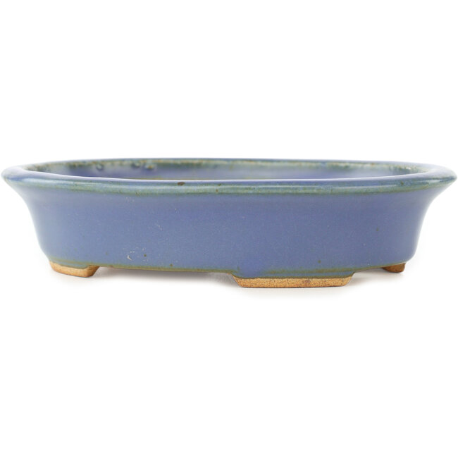 Ovale blauwe bonsai pot van Hattori - 165 x 132 x 38 mm