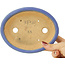 Pot à bonsaï ovale bleu par Hattori - 167 x 130 x 35 mm