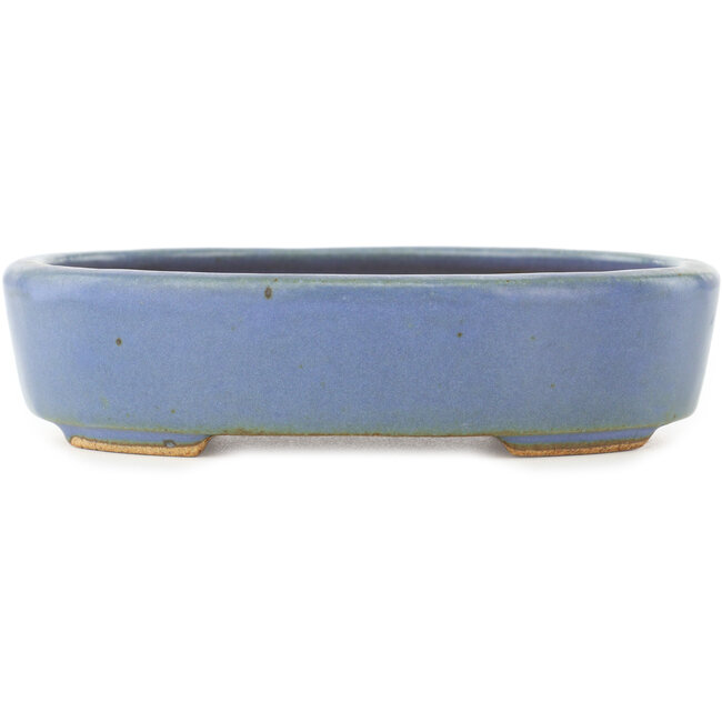 Ovale blauwe bonsai pot van Hattori - 142 x 110 x 35 mm
