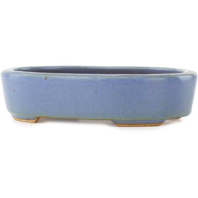 Ovaler blauer Bonsai-Topf von Hattori - 142 x 110 x 35 mm