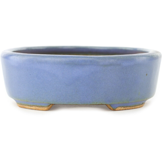 Ovaler blauer Bonsai-Topf von Hattori - 142 x 110 x 35 mm