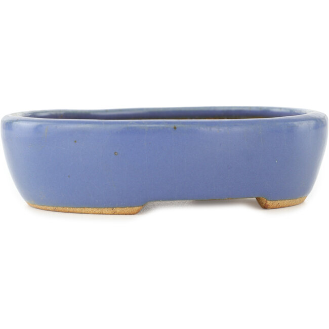 Ovale blauwe bonsai pot van Hattori - 130 x 105 x 35 mm