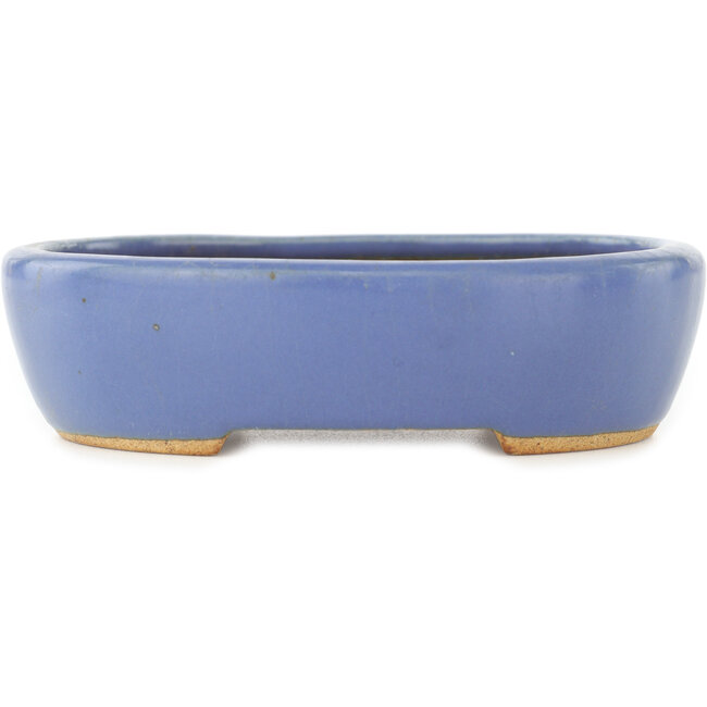 Pot à bonsaï ovale bleu par Hattori - 130 x 105 x 35 mm