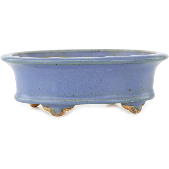 Ovaler blauer Bonsai-Topf von Hattori - 125 x 95 x 45 mm
