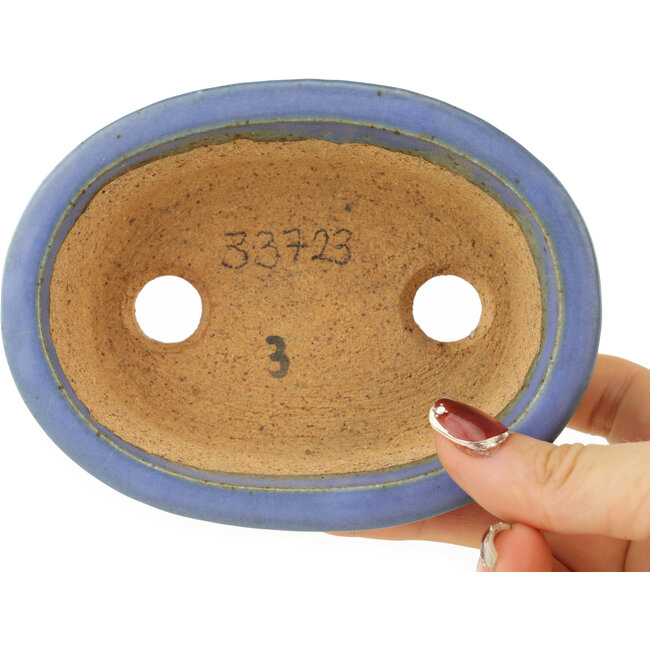 Vaso bonsai ovale blu di Hattori - 125 x 95 x 45 mm