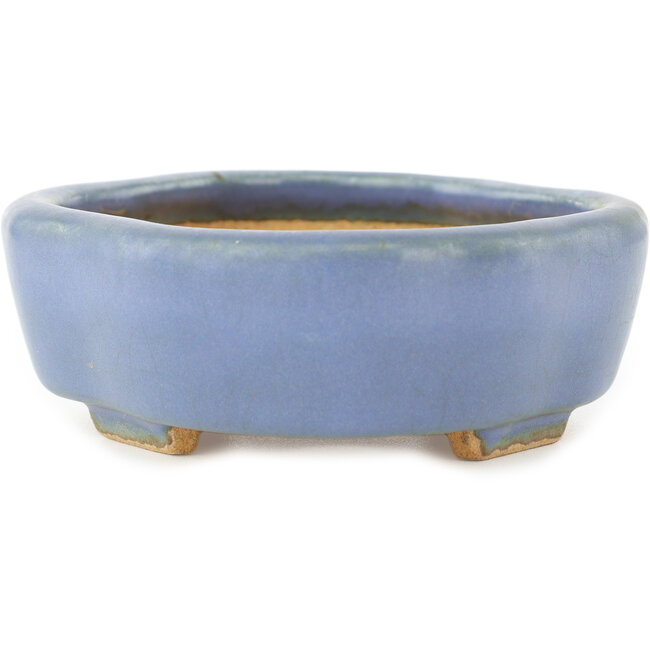 Mokko blue bonsai pot by Hattori - 142 x 118 x 43 mm