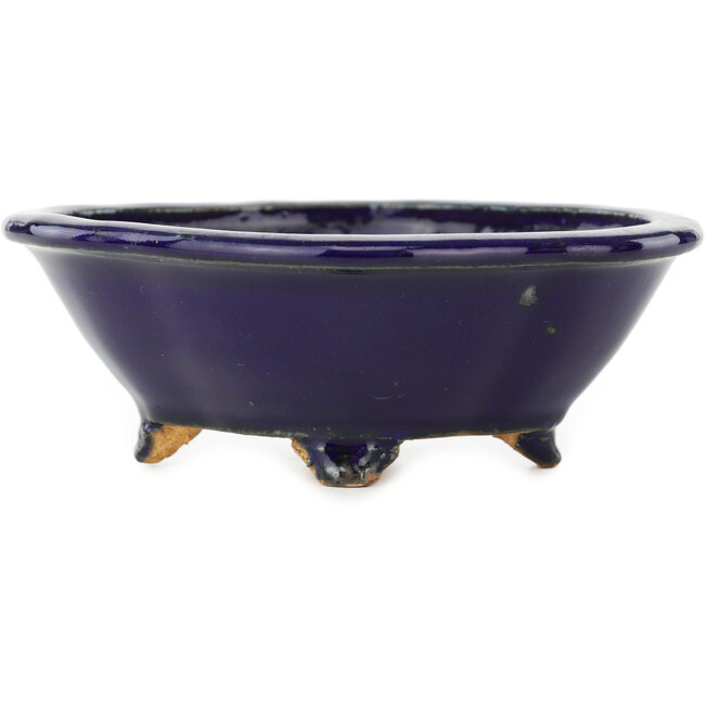 Pot à bonsaï Mokko bleu foncé par Hattori - 135 x 115 x 47 mm