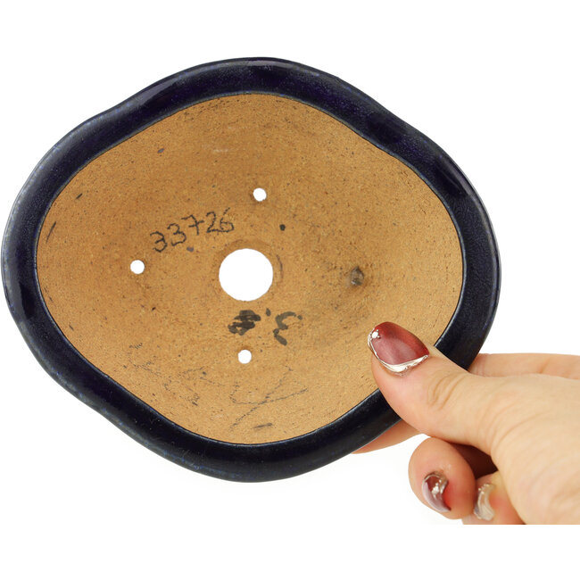 Mokko dark blue bonsai pot by Hattori - 135 x 115 x 47 mm