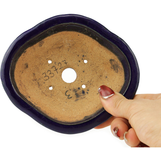 Mokko dark blue bonsai pot by Hattori - 135 x 115 x 47 mm