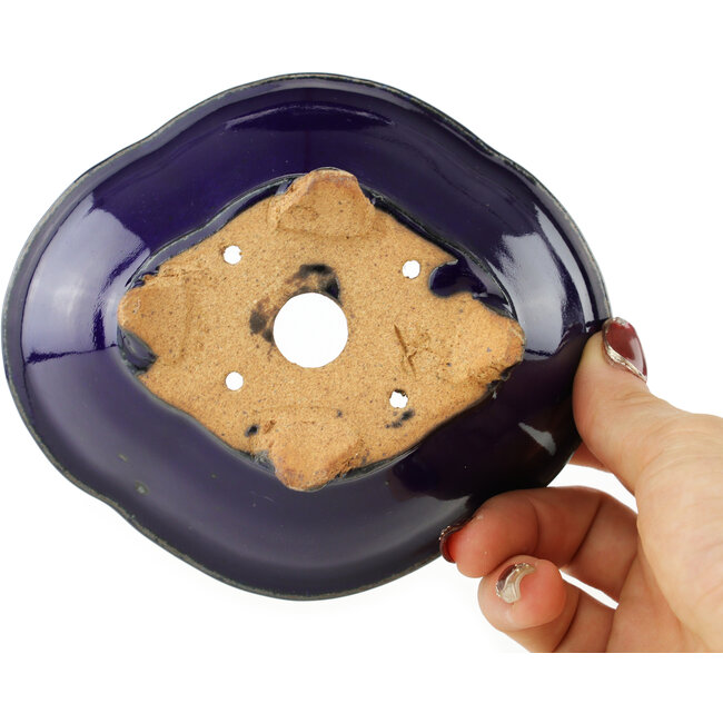 Pot à bonsaï Mokko bleu foncé par Hattori - 135 x 115 x 47 mm