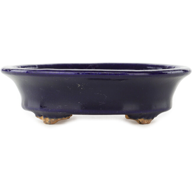Vaso bonsai ovale blu scuro di Hattori - 127 x 112 x 37 mm