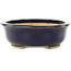 Oval dark blue bonsai pot by Hattori - 142 x 110 x 35 mm