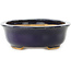 Oval dark blue bonsai pot by Hattori - 142 x 110 x 35 mm