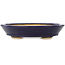 Oval dark blue bonsai pot by Hattori - 167 x 130 x 38 mm