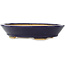 Oval dark blue bonsai pot by Hattori - 167 x 130 x 38 mm
