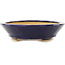 Oval dark blue bonsai pot by Hattori - 167 x 130 x 38 mm