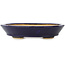 Oval dark blue bonsai pot by Hattori - 167 x 130 x 38 mm