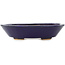 Oval dark blue bonsai pot by Hattori - 165 x 130 x 40 mm