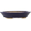 Oval dark blue bonsai pot by Hattori - 167 x 130 x 38 mm