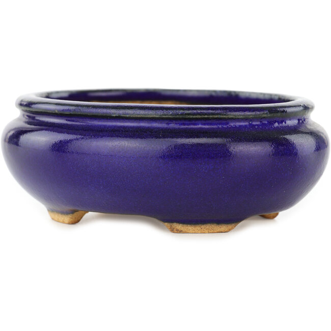 Maceta ovalada para bonsái de color azul oscuro de Hattori - 120 x 105 x 45 mm