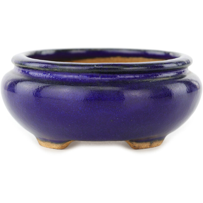 Pot à bonsaï ovale bleu foncé de Hattori - 120 x 105 x 45 mm