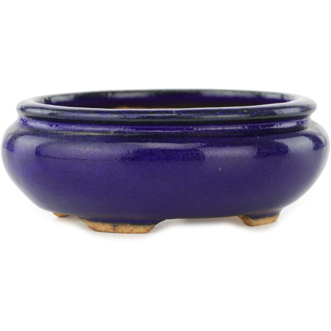 Maceta ovalada para bonsái de color azul oscuro de Hattori - 120 x 105 x 45 mm
