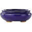 Oval dark blue bonsai pot by Hattori - 120 x 105 x 45 mm