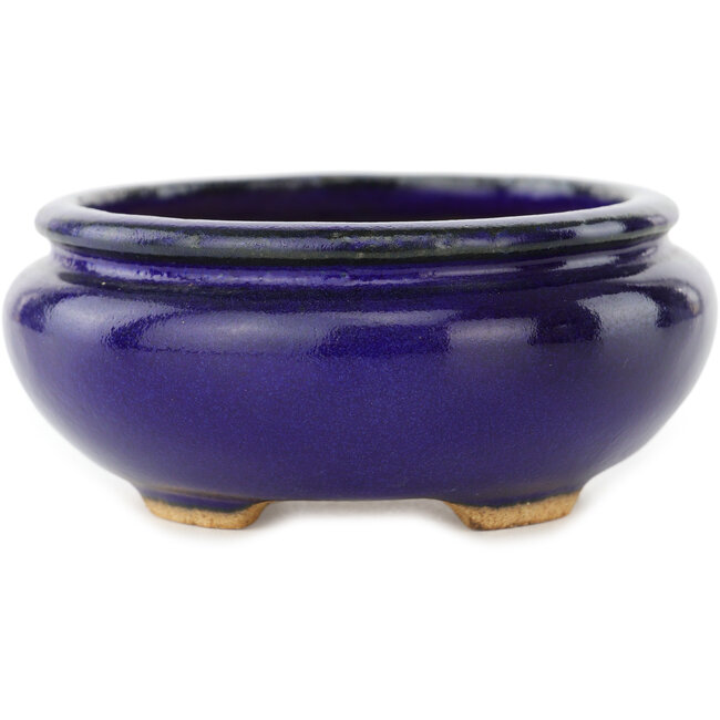 Vaso bonsai ovale blu scuro di Hattori - 120 x 105 x 45 mm