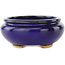 Oval dark blue bonsai pot by Hattori - 120 x 105 x 45 mm