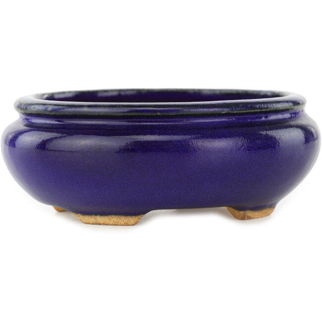 Pot à bonsaï ovale bleu foncé de Hattori - 120 x 105 x 45 mm
