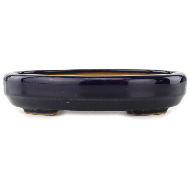 Ovale donkerblauwe bonsaipot van Hattori - 167 x 130 x 35 mm
