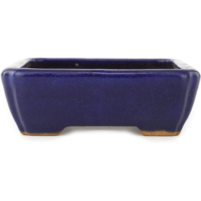 Pot à bonsaï rectangulaire bleu foncé par Hattori - 155 x 117 x 38 mm