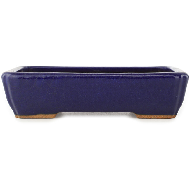 Rechthoekige donkerblauwe bonsaipot van Hattori - 155 x 117 x 38 mm