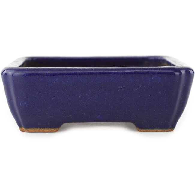 Rechteckiger dunkelblauer Bonsai-Topf von Hattori - 155 x 117 x 38 mm