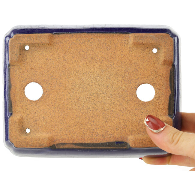 Maceta rectangular para bonsái de color azul oscuro de Hattori - 155 x 117 x 38 mm