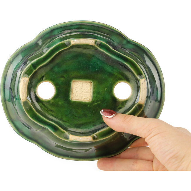 Mokko grüner Bonsaitopf von Seizan - 180 x 155 x 52 mm