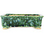 Maceta rectangular verde y azul para bonsái de Hama Jube - 162 x 130 x 50 mm