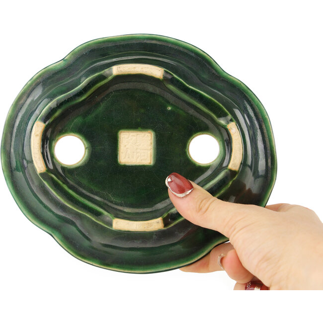 Maceta para bonsái verde Mokko de Seizan - 180 x 155 x 50 mm