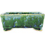 Maceta rectangular verde y azul para bonsái de Hama Jube - 137 x 124 x 52 mm