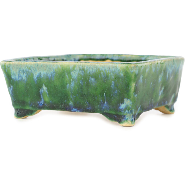Vaso bonsai rettangolare verde e blu di Hama Jube - 137 x 124 x 52 mm