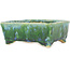 Maceta rectangular verde y azul para bonsái de Hama Jube - 137 x 124 x 52 mm