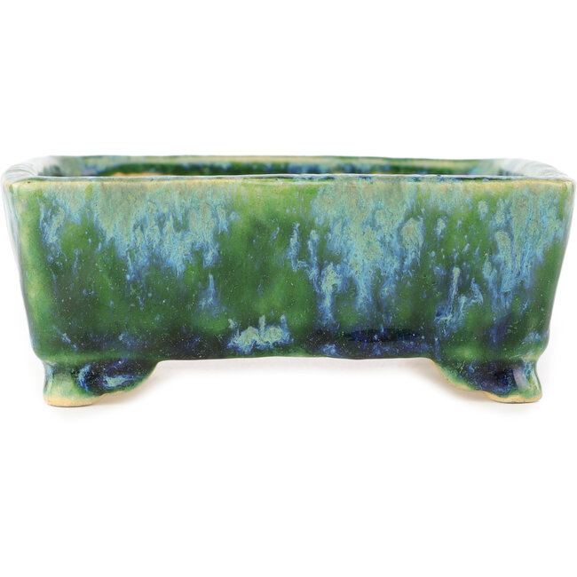 Vaso bonsai rettangolare verde e blu di Hama Jube - 137 x 124 x 52 mm