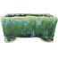 Maceta rectangular verde y azul para bonsái de Hama Jube - 137 x 124 x 52 mm