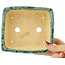 Pot à bonsaï rectangulaire vert et bleu de Hama Jube - 137 x 124 x 52 mm
